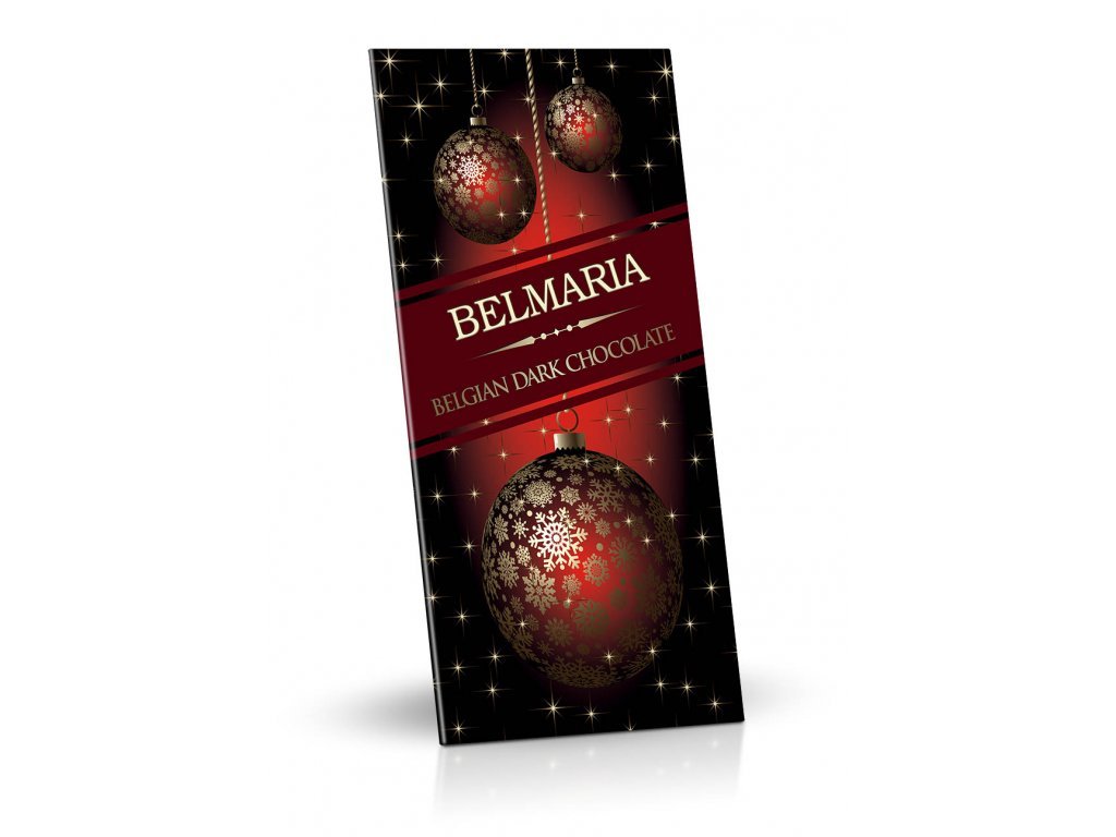 Belmaria Belgická hořká čokoláda 72% vánoční červená 180g