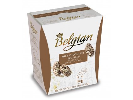 Belgian Mléčné čokoládové truffles s kousky bílé čokolády 145g