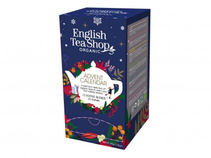 English Tea Shop Čajový Adventní kalendář 25 sáčků, 13 příchutí bio modrá krabička