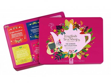 English Tea Shop Růžová dárková plechová kazeta čajů, 36 sáčků