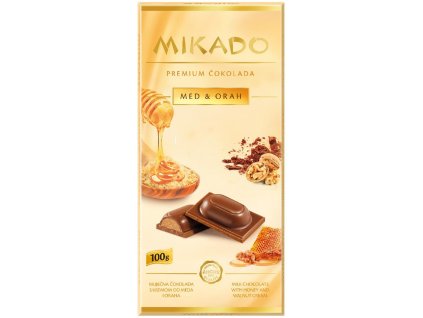 Mikado Mléčná čokoláda vlašské ořechy, med 100g