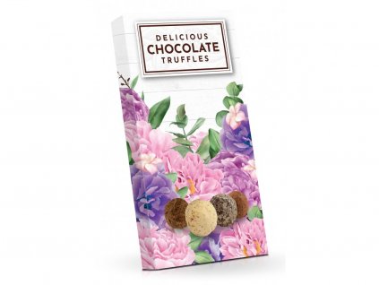 Čokoládové truffles růžovofialové květy 100g