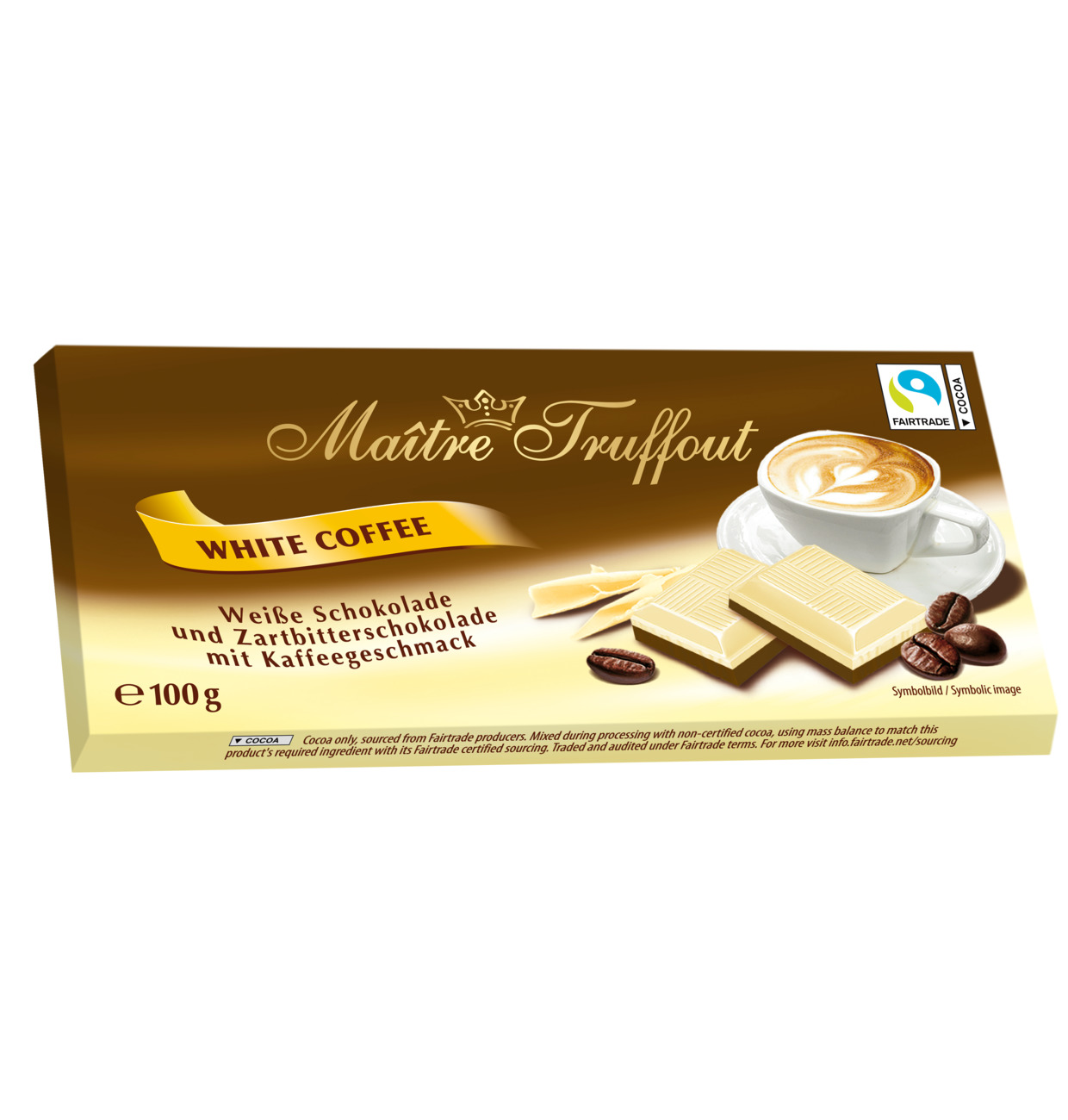 Maitre Truffout Bílá a hořká čokoláda s kávovou příchutí 100g