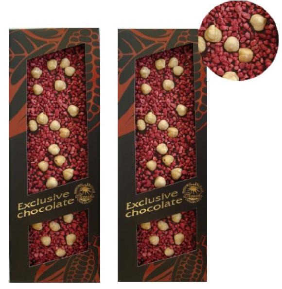 Severka čokolády - Hořká čokoláda s oříšky a malinami 130g