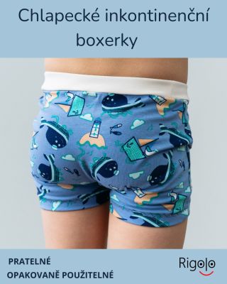 Dětské inkontinenční boxerky Rigolo vypadají jako běžné spodní prádlo, ale uvnitř mají tenkou savou vrstvu, která...