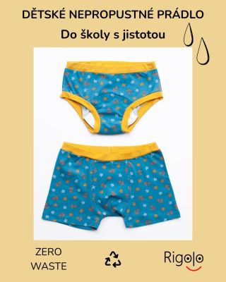 🌟 Jistota pro děti, klid pro rodiče. Dětské nepropustné boxerky a kalhotky Rigolo pomáhají při úniku moči, jsou pohodlné,...