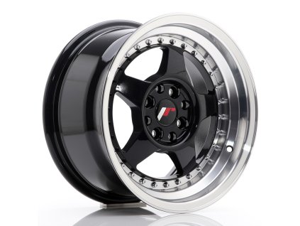 Alu kola Japan Racing JR6 15x8 ET25 4x100/108 Glossy Black w/Machined Lip (PCD 4x100, ET 25)