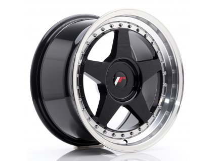 Alu kola Japan Racing JR6 17x9 ET20-35 BLANK Glossy Black w/Machined Lip (PCD 3x112, ET 20, Rozměr 17x9)