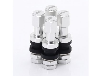Set hliníkových ventilků Japan Racing v2 - SILVER + logo