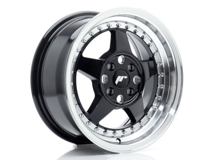 Alu kola Japan Racing JR6 15x7 ET35 4x100 Gloss Black w/ Machined Lip (PCD 4x100, ET 35)