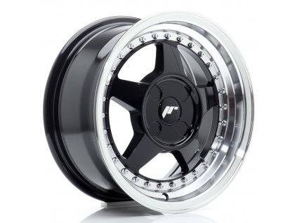 Alu kola Japan Racing JR6 15x7 ET20-35 4H BLANK Gloss Black w/ Machined Lip (PCD 4x98, ET 20)