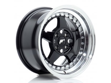 Alu kola Japan Racing JR6 15x8 ET25 4x100 Gloss Black w/ Machined Lip (PCD 4x100, ET 25)