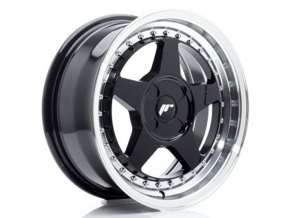 Alu kola Japan Racing JR6 16x7 ET20-35 4H BLANK Gloss Black w/ Machined Lip (PCD 4x98, ET 20)