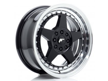 Alu kola Japan Racing JR6 16x7 ET25 4x100/108 Gloss Black w/ Machined Lip (PCD 4x100, ET 25)