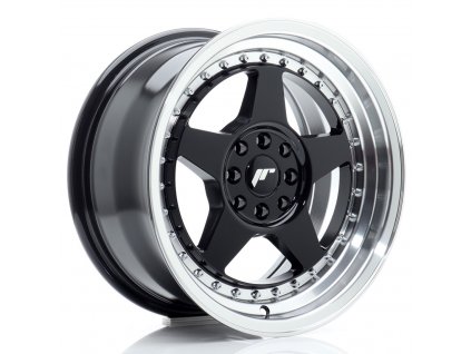Alu kola Japan Racing JR6 16x8 ET25 4x100/108 Gloss Black w/ Machined Lip (PCD 4x100, ET 25)