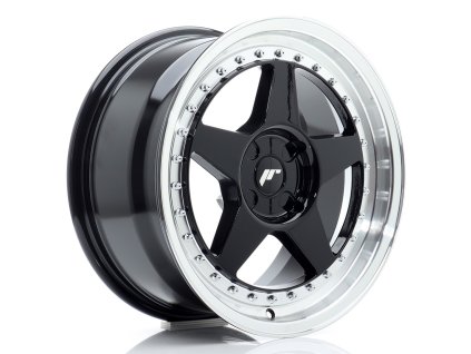 Alu kola Japan Racing JR6 17x8 ET20-35 4H BLANK Gloss Black w/ Machined Lip (PCD 4x100, ET 20, Rozměr 17x8)
