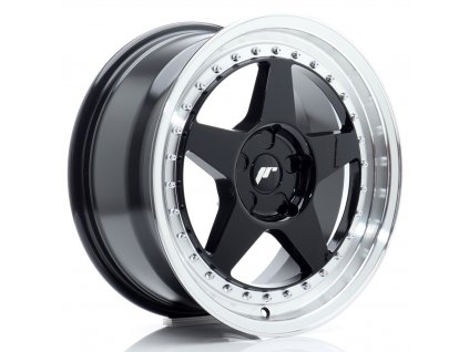 Alu kola Japan Racing JR6 17x8 ET20-35 5H BLANK Gloss Black w/ Machined Lip (PCD 5x100, ET 20, Rozměr 17x8)