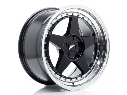 Alu kola Japan Racing JR6 18x9 ET20-35 5H BLANK Gloss Black w/ Machined Lip (PCD 5x100, ET 20)