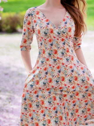 Šaty Grace aquarelové květy 🌸 Skladem na www.rinelsw.cz