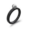 Ringblack black ring with white pearl plain3mm1
