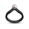 Ringblack black ring with pink pearl triangle3mm2