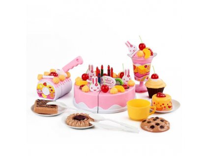 Dětský plastový narozeninový dort růžový KX9745