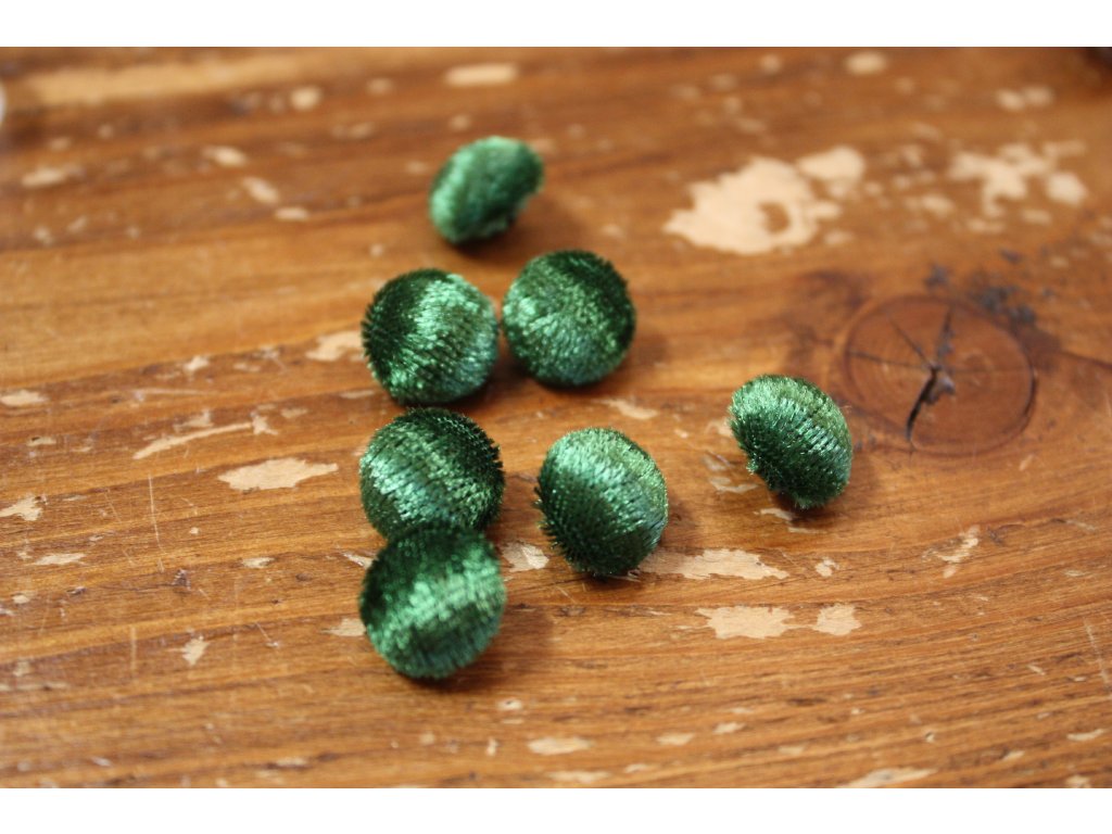Zelený sametový knoflík, 12 mm