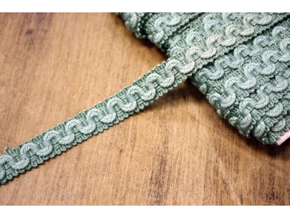 Zelená provence prýmek s vlnkou, 11 mm