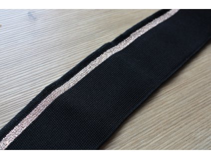 Černý náplet s měděným pruhem a lurexem, 5,5cm