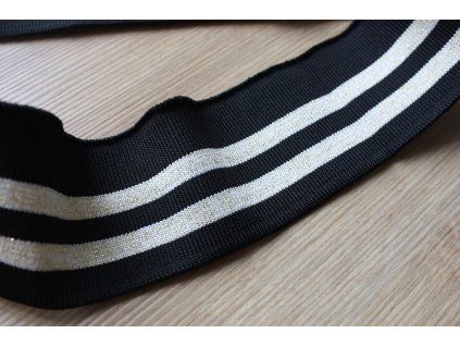 Černý pruhovaný náplet, 5,5cm