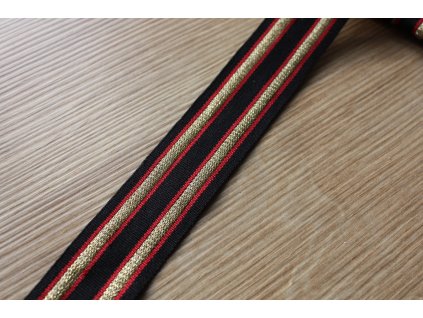 Rypsová stuha se zlatým pruhem, 22mm
