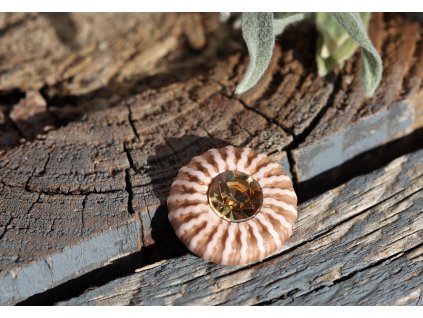 Béžový knoflík s jantarovým středem, 18mm