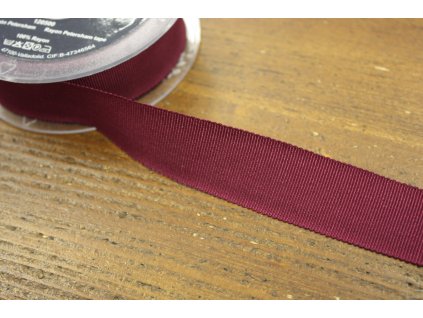 Stuha Petersham v bordó barvě, 10mm, 19mm,  25mm