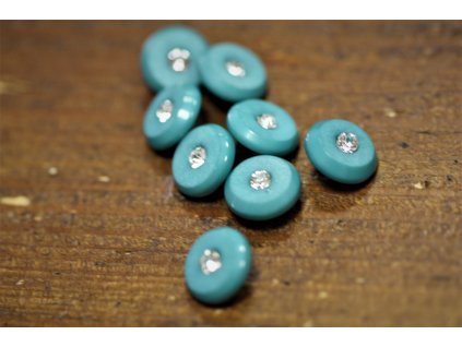 Tyrkysový knoflík s kamínkem, 11,5mm