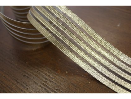 Ozdobná zlatá guma s průsvitnými pruhy, 4,2cm