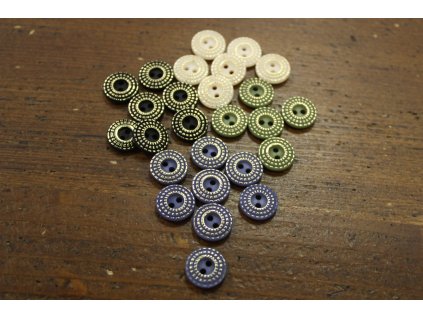 Dvoudírkový knoflík se zlatým zdobením, 12mm