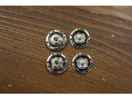 Stříbrné kovové patenty s černým středem, 18mm