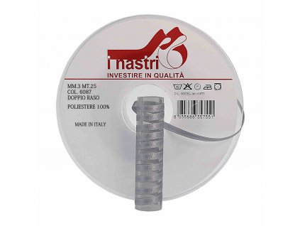 6087 03 25M nastro doppio raso grigio perla