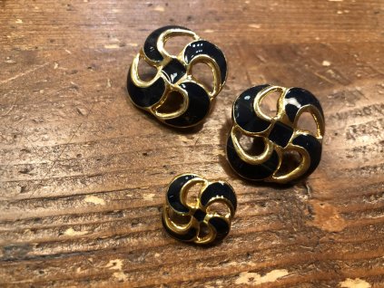 Modro-zlatý knoflík ve tvaru květiny