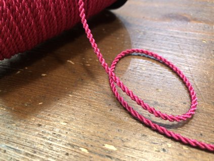 Kroucený provaz v růžové barvě, 2,5mm