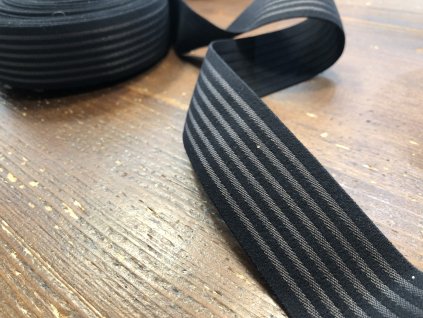 Široká černá pruhovaná guma, 4cm