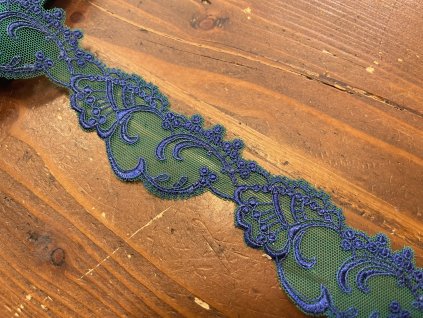 Zeleno-modrá krajka, 3,5cm