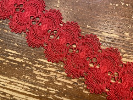 Červená guipure krajka, 5cm
