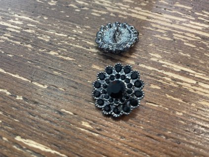 Černý štrasový knoflík, 24mm