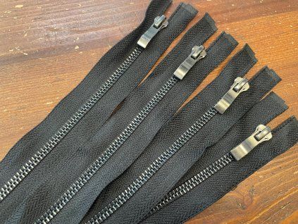 Černý kovový zip, 60cm, 65cm, 70cm, 80cm