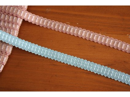 Úzký prýmek v růžové a modré barvách, 12mm