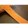 Oranžová žakárová stuha s bílým štepem, 30mm
