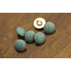 Měděný kovový knoflík s tyrkysovou patinou, 10mm