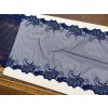 Široká modrá elastická tylová krajka, 21cm