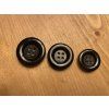 Černý kabátový knoflík, 21,6mm, 25,4mm, 28mm